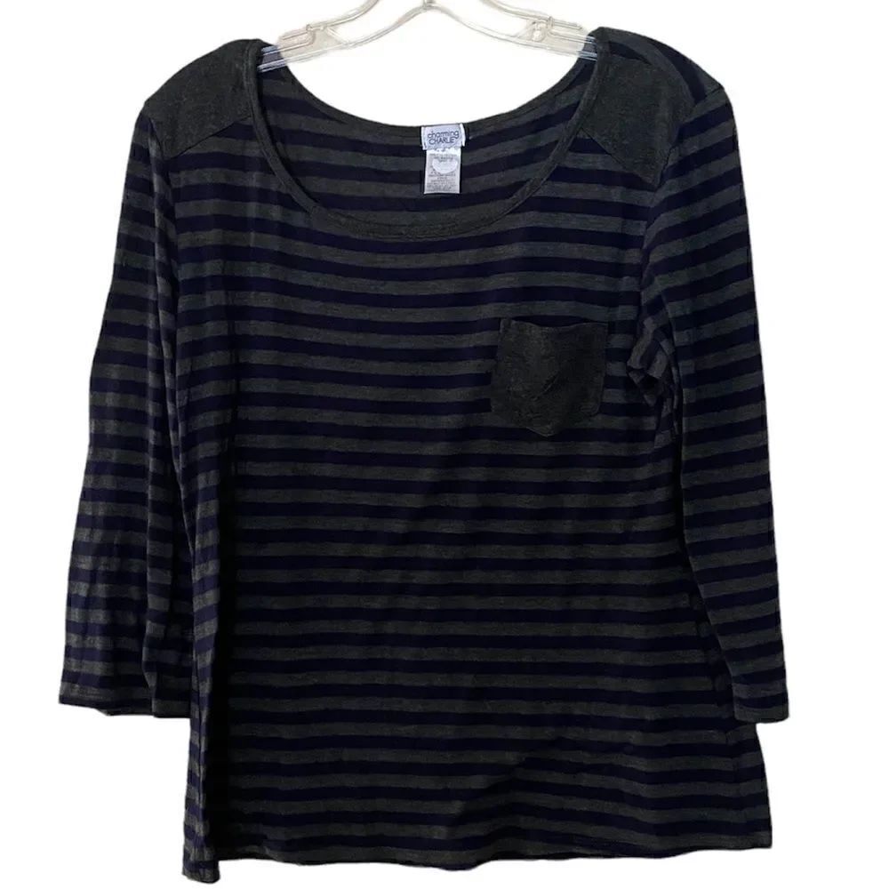 Charming Charlie 3/4 Length Sleeve Striped Top